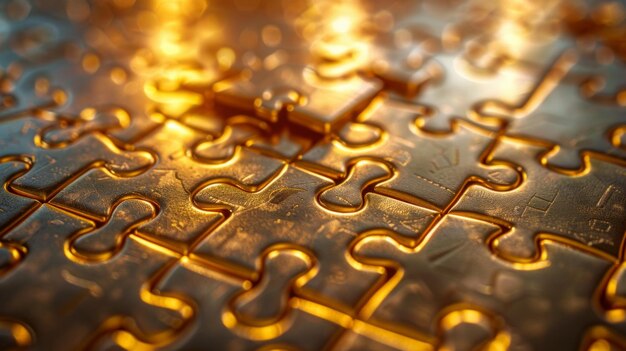 Close-up of interlocking puzzle pieces