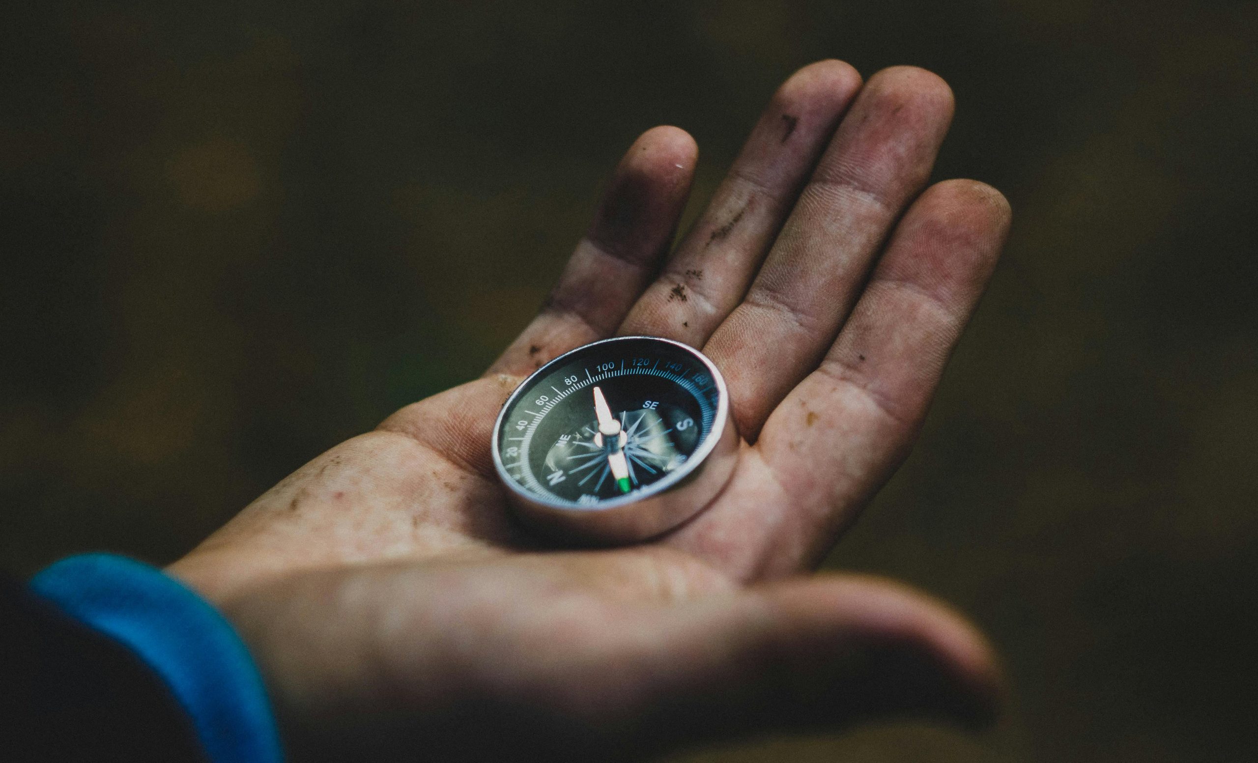 Compass resting in an open hand
