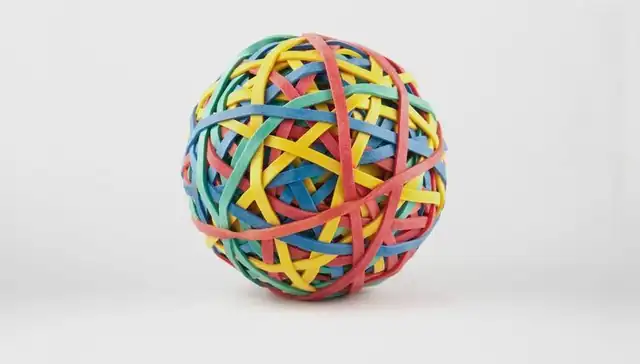 Ball of colorful rubber bands